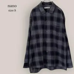 【ナノ】nano  チェックシャツ　長袖　メンズ　ネルシャツ　グレー×ブラック