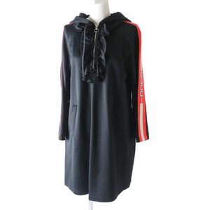 極美品★正規品 GUCCI グッチ 19SS 502280 アームライン×ロゴデザイン ハーフZIP トラックワンピース ブラック S ガーメント・ハンガー付