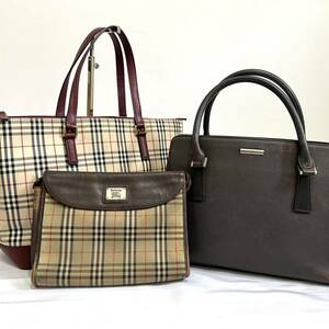 Burberry バーバリー バッグ ノバチェック キャンバス サフィアーノ 3点 おまとめセット まとめ バッグ かばん　ハンドバッグ