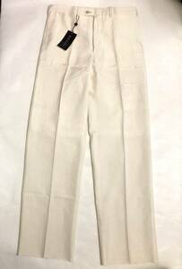 【新品タグ付き、正規品、本物】 GUCCI グッチ 高級ライン SILK シルク 60% スラックス パンツ サイズ50 オフホワイト