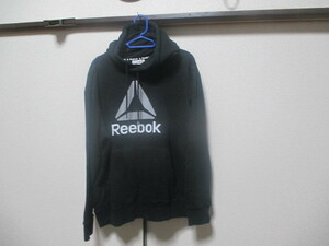 M大き目★reebokリーボックスウェット パーカー★黒ー系★USA古着