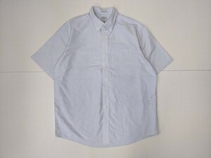 8．00s L.L.BEAN エルエルビーン WRINKLE RESISTAT ストライプ柄 コットン半袖 ボタンダウンシャツ 161/2-REG 0 XM07 群青白 x310