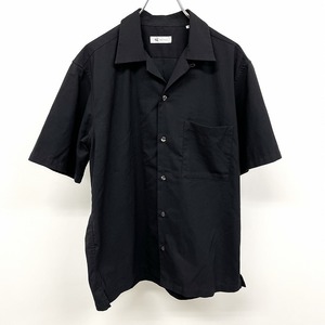 ティーケー タケオキクチ TK TAKEO KIKUCHI オープンカラーシャツ 無地 半袖 ポリエステル×レーヨン×ポリウレタン M ブラック 黒 メンズ