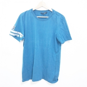グッチ GUCCI 半袖Tシャツ サイズL - ブルーグリーン×シルバー メンズ クルーネック/ワッペン トップス