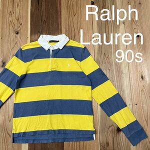 90s RALPH LAUREN ラルフローレン ラガーシャツ ロンT 長袖シャツ ボーダー 刺繍ロゴ インパクト21 ヴィンテージ レディース 玉mc2269