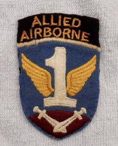 希少 実物 WW2 第1連合国空挺部隊 肩章 1ST ALLIED AIRBORNE SHOULDER PATCH フェルトに刺繍 ローカルメイド