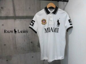 POLO by RALPH LAUREN/ポロ ラルフローレン/CUSTOM FIT MIAMI マイアミ ビッグポニー刺繍 半袖 ポロシャツ L/白 黒/メンズ