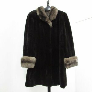 エンバ EMBA シェアードミンク MINK ラビット リアルファー ロングコート レディース USED /2312D