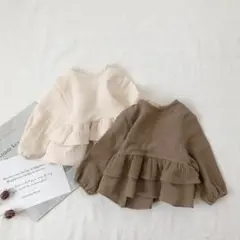 ❤️韓国子供服❤️　ブラウン　フリル　女の子　カジュアル　かわいい　長袖