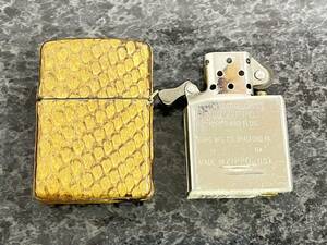 送料無料h45934 zippo ジッポー 蛇柄 パイソン ヘビ柄 蛇 本革 レザー 革巻き leather