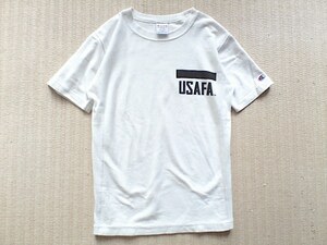 即決 Champion REVERSE WEAVE ヘビーウェイト Tシャツ Mサイズ 白 USAFA 胸染み込みプリント 米空軍学校