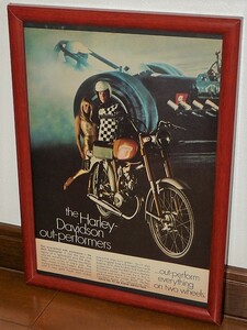 1969年 U.S.A. 洋書雑誌広告 額装品 ハーレーダビッドソン Harley-Davidson M65 // アエルマッキ エアロマッキ ( A4サイズ )