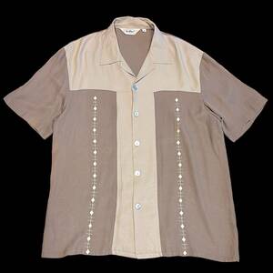 Vintage 60s 70s Davinch Rockabilly Shirt ダヴィンチ ロカビリー 半袖 シャツ ベージュ 60年代 70年代 USA製 ヴィンテージ ビンテージ