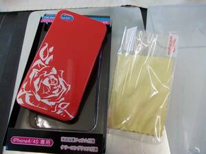 iPhone4/4S共用 ケース ジャケット カバー 薔薇　液晶フィルム付