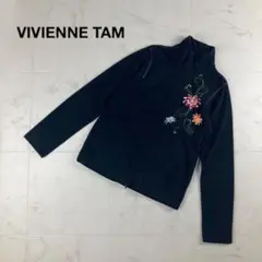 ヴィヴィアンタム 花刺繍フリースジャケット ブラック サイズ0*IC1196