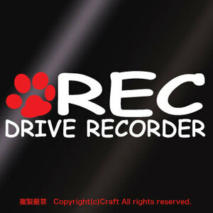 あしあと/REC DRIVE RECORDER /ステッカー ドラレコ/肉球、ねこ、いぬ/15cm//