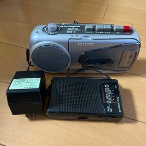 パナソニック ポータブル ラジオ RF-551　AM FM 　と　ラジオカセットレコーダー アイワ　RM-P300 動作良好　ジャンク
