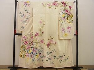 平和屋野田店■豪華振袖　手描き　花籠文　金銀彩　逸品　n-xi0938