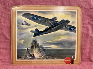 vintage ヴィンテージ 40s コカコーラ Coca Cola 第二次世界大戦 WW2 US NAVY PBY Catalina 戦闘機 企業 販促 広告 非売品 ポスター 印刷物