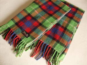 Tartan Rug 毛100% タータン チェック ひざ掛け 76×100cm ブランケット ラグ 黄緑 青 赤 黒 ベージュ ウール レトロ