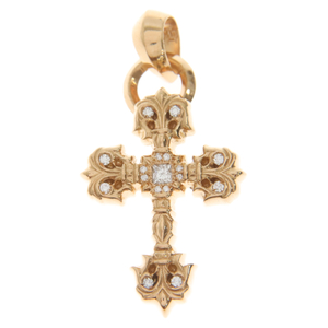 CHROME HEARTS クロムハーツ 22K FILIG CROSS-XSM P D フィリグリークロスXS PAVEダイヤ ゴールドネックレストップ