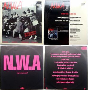 ☆N.W.A/GANGSTA GANGSTA(88年VL57105・US盤)＆EXPRESS YOURSELF(88年12 BRW 144・UK盤)のレアなオリジナル盤12インチ・レコード２枚セット