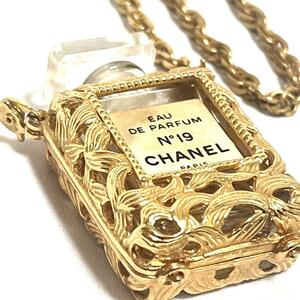 CHANEL シャネル 香水瓶 ネックレス No19 ゴールド GP ヴィンテージ アクセサリー 正規品