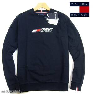 新品 秋冬春 トミーヒルフィガー　裏フリース ロゴ スウェット トレーナー　XL　紺 ネイビー　クルーネック TOMMY HILFIGER