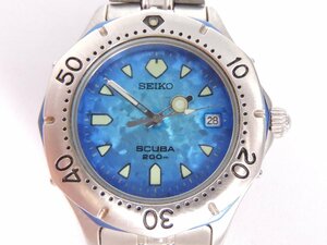 SEIKO セイコー SCUBA スキューバ200ｍ 7N35-607 クオーツ メンズ腕時計 青グラデーション文字盤 電池交換済