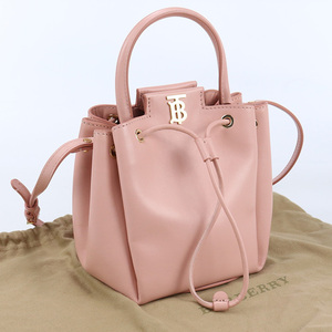 中古良品バーバリーBURBERRY TBモノグラムモチーフ バケットバッグ レザー 8045043 ピンク系　 ランク：A us-2 2WAY ショルダー レディース