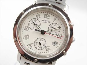 18655C HERMES エルメス 稼動品 CL1.910 クリッパークロノグラフデイト メンズ 時計 QZ ケース38mm