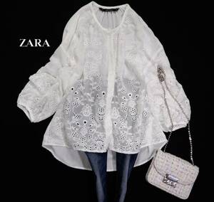 ザラ ZARA BASIC 大人素敵スタイル☆カットワーク刺繍 羽織 ブラウス M