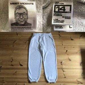 Lサイズ LOS ANGELES APPAREL 14oz Heavy Fleece Sweat Pants ロサンゼルスアパレル ロスアパ スウェットパンツ グレー USA製 アメリカ製