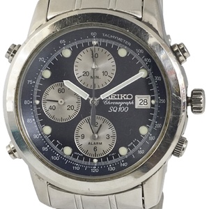 w♪SEIKO セイコー 腕時計 クオーツ 7T32-7G40 SQ100 クロノグラフ デイト SS メンズ腕時計