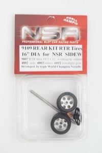 新品 NSR 1/32 REAR KIT RTR Tires 16 DIA for NSR SIDEW サイドワインダー ギア タイヤ アルミホイール 9109 スロットカー