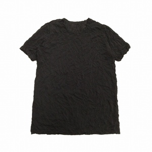 イッセイミヤケ ISSEY MIYAKE シワ プリーツ加工 Tシャツ カットソー 無地 黒 ブラック レディース