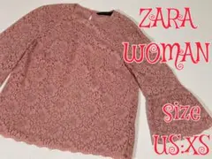 ZARA WOMAN レース　トップス　ピンク　US:XS ザラウーマン
