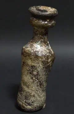 古代ローマングラス 造形銀化瓶 大きいボトル 美しい色 高さ10cm☆時代物☆