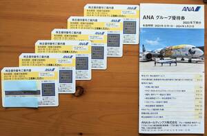 ◆全日空 ANA 株主優待券 6枚 ＋グループ優待券冊子付　【送料無料】