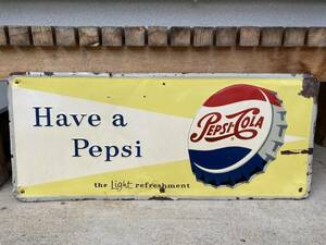 ビンテージ 大型看板 ペプシ PEPSI 1956年 幅71cm / アメリカ 世田谷ベース 昭和レトロ