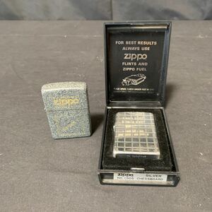 ZIPPO ジッポー ライター 2点 まとめ SILVER NO.150S CHESSBOARD 箱付き ストーン系 WE DON.T オイルライター 喫煙具 着火未確認 