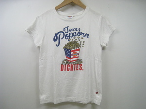Dickies ディッキーズ Tシャツ 半袖 ロゴ Texas Popcorn ポップコーン プリント レディース 白 ホワイト サイズM