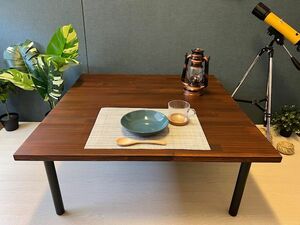 【送料無料】 ローテーブル 正方形 90cm パイン ブラウン ねじ込み木製 ブラック