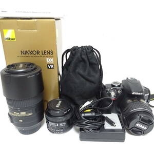 ニコン D3300 デジタル一眼カメラ 18-55ｍｍ 55-300mm 28mm レンズおまとめセット Nikon 動作未確認 100サイズ発送 KK-2607478-75-mrrz