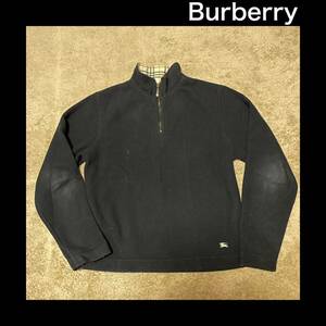 【年代物】　『BURBERRY』　裏地　ノバチェック　ハーフジップフリース　Mサイズ　ホースロゴ　デナリジャケット　ヴィンテージ