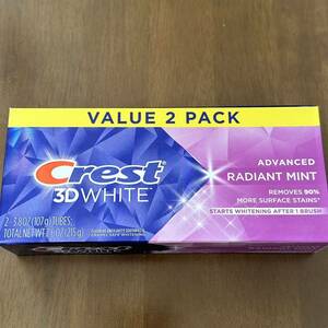 アメリカ 歯磨き粉！ 最新 クレスト 3D ホワイト ラディアントミント ホワイトニング 107グラム×2 Crest 3D White Radian mint 新品未開封