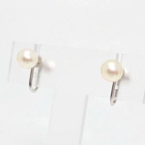 箱付き!!＊MIKIMOTO(ミキモト) K14WGアコヤ本真珠イヤリング＊a 約2.8g 約7.0mm パール pearl earring jewelry EA3/EA5