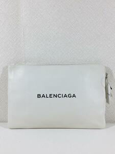 BALENCIAGA◆セカンドバッグ/羊革/WHT/プリント/492467