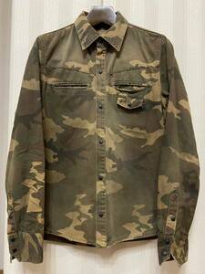 ★ DeeTA ディーティーエー DTA-801 迷彩 軽いused加工 ウォッシュ加工 長袖シャツ size M 日本製 ★