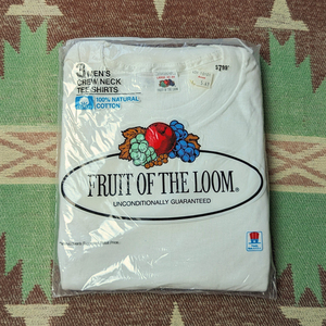 3枚 デッドストック 【FRUIT OF THE LOOM】 80s White T-Shirt / 80年代 Tシャツ L 白 1984 アメリカ製 無地 パックT ビンテージ 70s90s